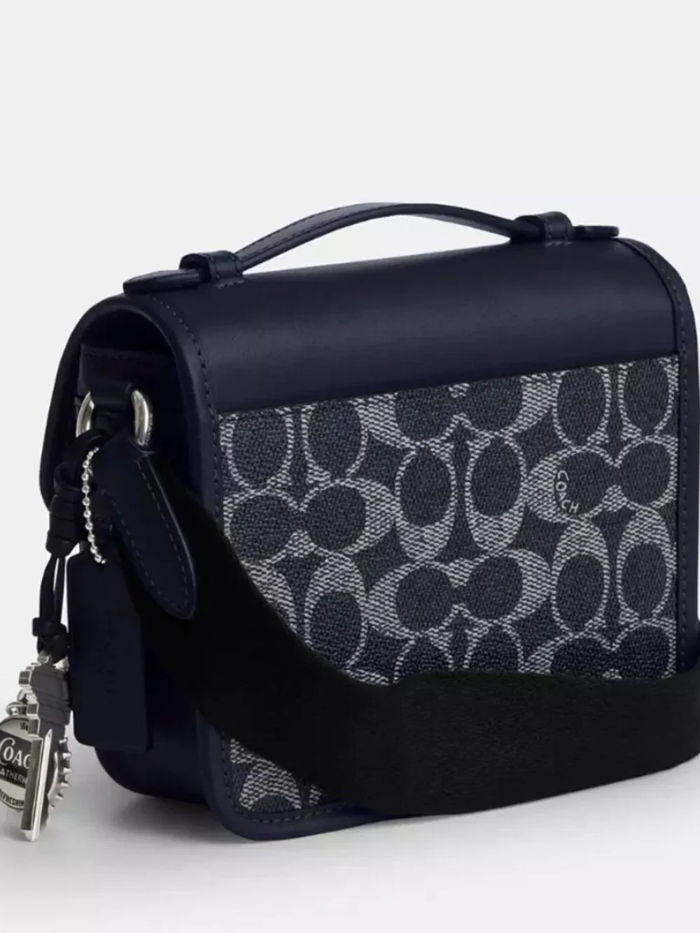 Coach CEB25 Racer Crossbody Bag Blue Denim Signature Canvas with Charms *SEALED*